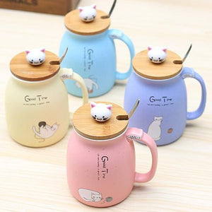 Cat Mug With Lid and Spoon