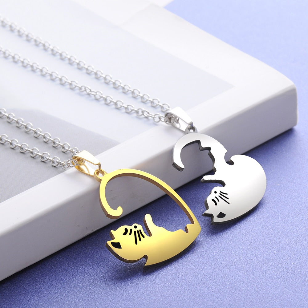 Cat Yin Yang Friendship Necklace